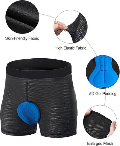 Niksa Cycling Underwear Shorts Men Absorbent, 5D Padded Gel Cycling Shorts Men, Breathable Mountain Bike Shorts, Black, M in Saudi Arabia