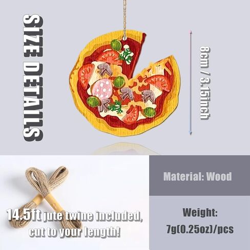 13 Pack Pizza Christmas Ornaments Set - Funny Christmas Decorations with Hanging Ropes, Cute Food Ornaments for Xmas Tree, Ideal for Pizza Party & Gifts in Kuwait