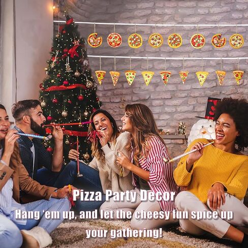 13 Pack Pizza Christmas Ornaments Set - Funny Christmas Decorations with Hanging Ropes, Cute Food Ornaments for Xmas Tree, Ideal for Pizza Party & Gifts in Kuwait