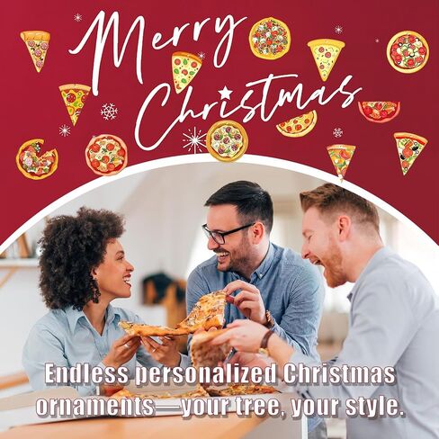 13 Pack Pizza Christmas Ornaments Set - Funny Christmas Decorations with Hanging Ropes, Cute Food Ornaments for Xmas Tree, Ideal for Pizza Party & Gifts in Kuwait