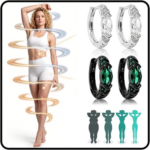 2 Pairs Lymphatic Earrings for Women Lymphvity Germanium Lymph Flow Drainage Earrings Acupuncture Therapy Hoop Crystal Dangle Ear-rings Rhinestone Jewelry Gifts in Saudi Arabia
