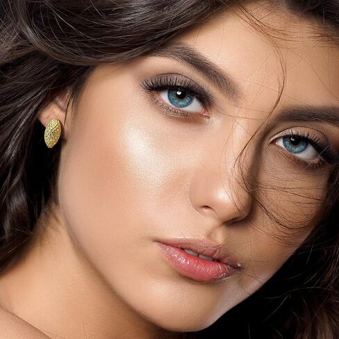 SANDRA REDD 14K Gold Earrings for Women Gold Hoop Earrings Gold Earrings for Women Hoops Oval Shape with Mesh Pad Textured on the Surface Unique Hoops Earring for Womens 18mm in Saudi Arabia