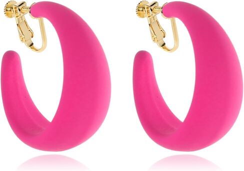 Clip on Hoop Earrings for Women Detachable Clip-on Earrings 80s 90s Accessories Outfit Retro Neon Party Halloween Costumes Jewelry in Saudi Arabia