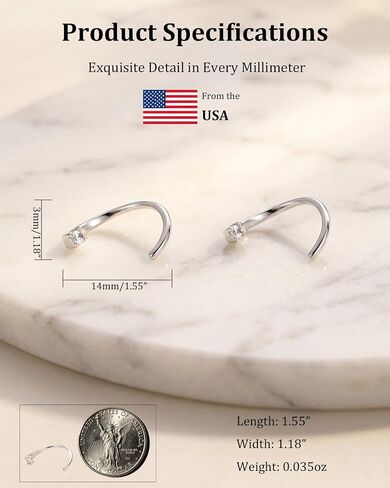 Silver Threader Hoop Earrings for Women Trendy, Silver Hypoallergenic Huggie Ardant Backless Half Hoop Earrings for Women Tiny Twist Earring Stack Lightweight Wedding Jewelry Prom Gifts in Saudi Arabia