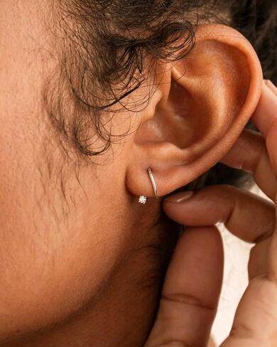 Silver Threader Hoop Earrings for Women Trendy, Silver Hypoallergenic Huggie Ardant Backless Half Hoop Earrings for Women Tiny Twist Earring Stack Lightweight Wedding Jewelry Prom Gifts in Saudi Arabia