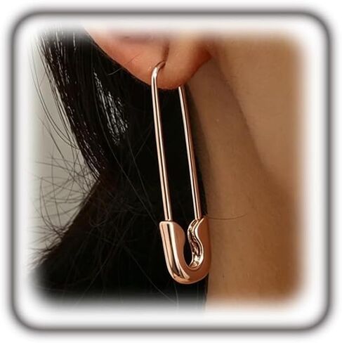 Silver Safety Pin Hoop Earrings for Women Men Trendy Punk Lightweight Small Paperclip Earrings Minimalist Industrial Style Costume Play Accessories in Kuwait