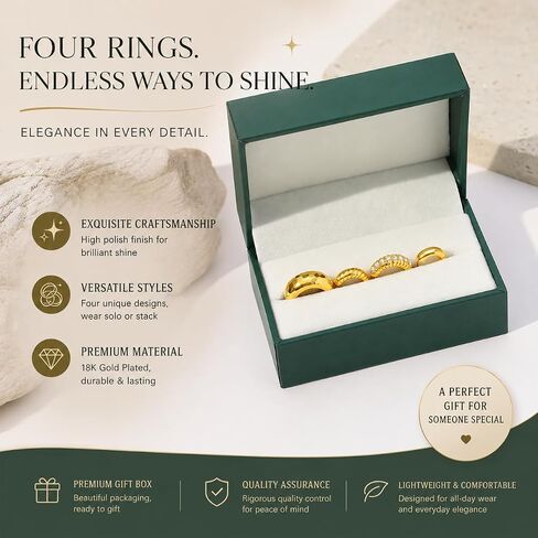 4Pcs 18K Gold Plated Huggie Hoop Earrings Set for Women, Hypoallergenic Small Gold Hoops, Stackable Cartilage Earrings for Multiple Piercings, 10/12/14/16mm Lightweight Jewelry in Kuwait