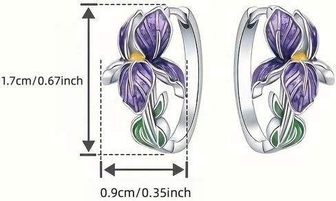 Vintage Purple Iris Flower Enamel Hoop Earrings for Women Daily Party Banquet Earrings Jewelry Gift in Kuwait
