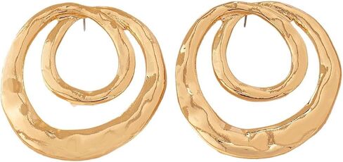 Gold Chunky Geometric Dangle Earrings for Women,Vintage Hollow Irregular Round Statement Earring,Unique Party Prom Jewelry Accessories in Saudi Arabia