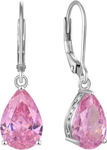 YL 925 Sterling Silver Teardrop Dangle Drop Earrings for Women 8x12 MM Solitaire Birthstone Leverback Filigree Jewelry in Kuwait
