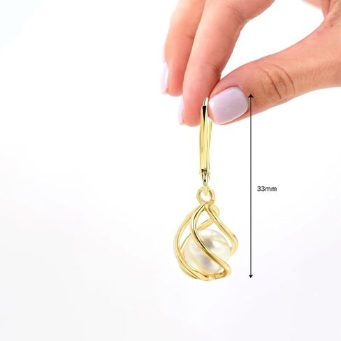 14k gold plated earrings for women hollow circular geometric spiral wrapped pearl hanging earrings elegant earrings for women trendy personalized jewelry gifts in Saudi Arabia