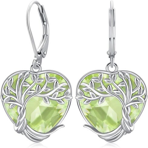 Tree of Life Earrings for Women 925 Sterling Silver Moonstone/Turquoise/Crystal Dangle Drop Leverback Earring Boho Jewelry Gifts for Wedding Birthday Christmas in Saudi Arabia