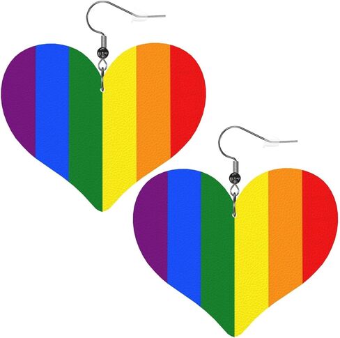 Dangle Earrings for Women Heart Shape Faux Leather Earrings Double-Side Printed Lightweight Accessories Jewelry Outfit in Saudi Arabia