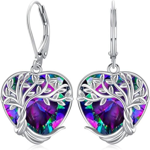 Tree of Life Earrings for Women 925 Sterling Silver Moonstone/Turquoise/Crystal Dangle Drop Leverback Earring Boho Jewelry Gifts for Wedding Birthday Christmas in Kuwait