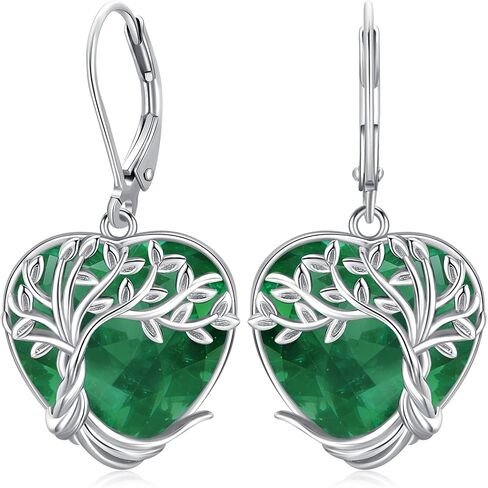 Tree of Life Earrings for Women 925 Sterling Silver Moonstone/Turquoise/Crystal Dangle Drop Leverback Earring Boho Jewelry Gifts for Wedding Birthday Christmas in Kuwait