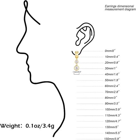 YUJIE Gold Huggie Earrings for Women Statement Chunky Hoops Double Crystal Bezel Dangle Drop Earrings 14K Gold Plated Trendy Jewelry for Her in Saudi Arabia