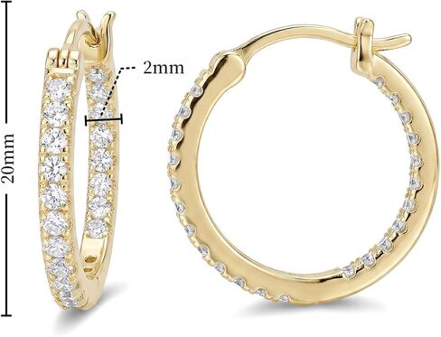 14K الذهب هوب أقراط للنساء زركون تمهيد الأطواق المستديرة تألق خفيفة الوزن Huggie نمط مجوهرات أنيقة 15 مللي متر/20 مللي متر/30 مللي متر/35 مللي متر in Kuwait