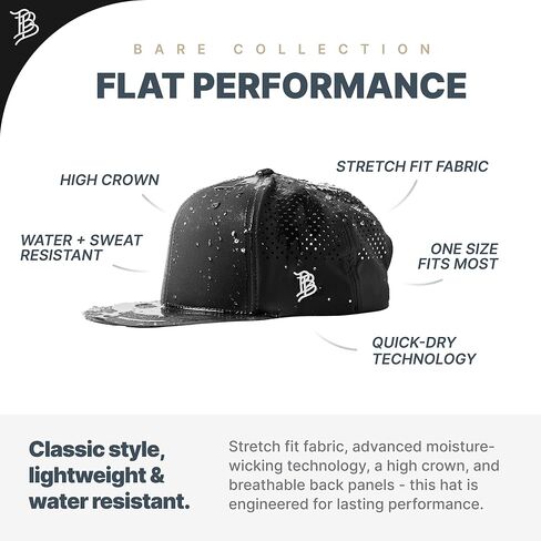 Branded Bills North Carolina Stealth PVC Flat Performance Hat for Men | Golf Running Baseball Cap in Kuwait