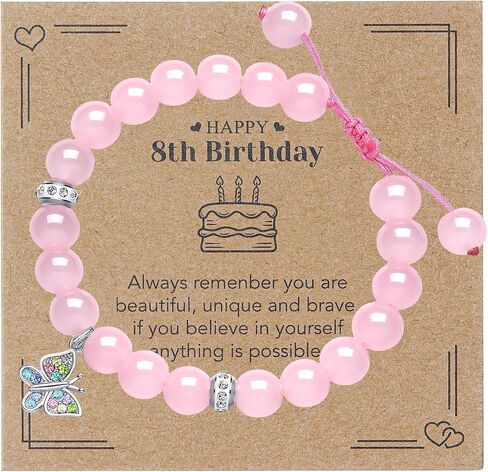 for 6-13 Years Old Girls Birthday Butterfly Bracelet Gifts, Butterfly Pink Stone Bracelet for Daughter Granddaughter Little Girl in Saudi Arabia