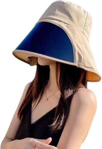 Sun Hats for Women Sun Goggles UV Protection Wide Brim with Neck Flap Visor Beach Hat Oudtoor Hiking Bucket Hats in Kuwait