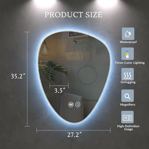 HOMEMORE Smart Bathroom Mirrors for Over Sink Bar Restroom Mirror Espejos para Baños Adjustable 3X and 5X Magnifying Glass Suitable for Bathroom Environments in Saudi Arabia