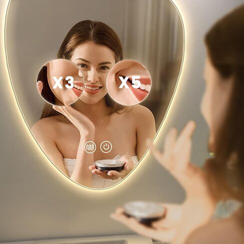 HOMEMORE Smart Bathroom Mirrors for Over Sink Bar Restroom Mirror Espejos para Baños Adjustable 3X and 5X Magnifying Glass Suitable for Bathroom Environments in Saudi Arabia