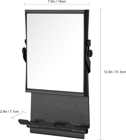 Ettori Fogless Shower Mirror for Shaving, Water-Filled Anti Fog Shower Mirror with 1X/3X Dual-Sided Magnification, No Drill Adhesive Mirror for Shower with Shelf, Razor Hooks and Squeegee, Black in Saudi Arabia