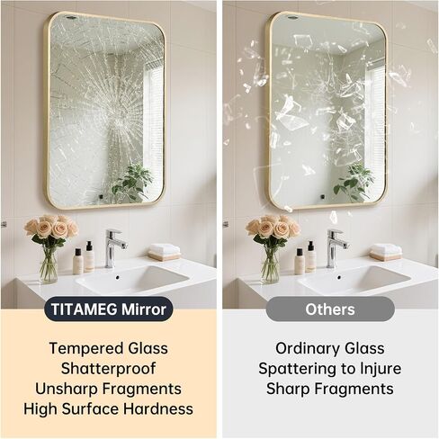 Gold Bathroom Mirror for Over Sink, 24"x36" Aluminum Frame Rectangle Wall Mirror, Modern Decorative Vanity Mirror for Living Room, Bedroom in Kuwait