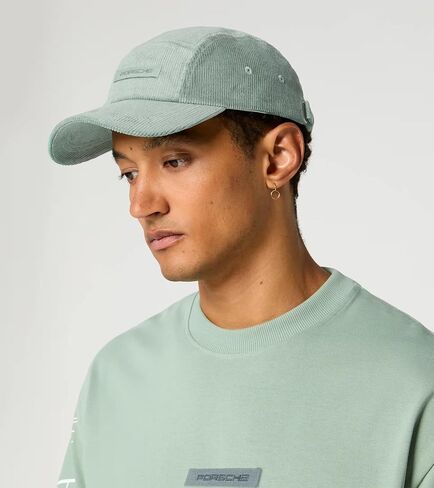 Porsche Cayenne Electric Urban Five-Panel Cap – Genuine Corduroy Lifestyle Hat, Adjustable Buckle Branding, Green “Shades of Green" Design in Kuwait