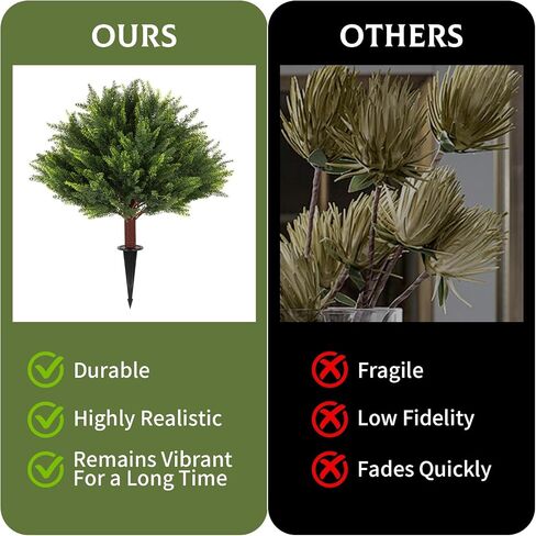 2 Pack Artificial Cypress Topiary Trees, 24" Fake Plants UV Resistant Outdoor Faux Plants with Ground Spikes, Low Maintenance Fake Shrubs for Porch, Patio, Garden Decor in Kuwait