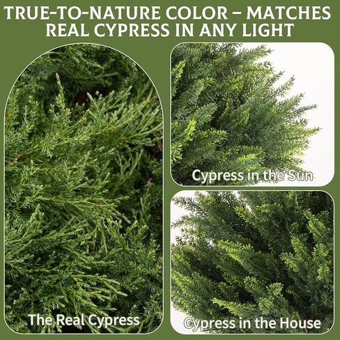 2 Pack Artificial Cypress Topiary Trees, 24" Fake Plants UV Resistant Outdoor Faux Plants with Ground Spikes, Low Maintenance Fake Shrubs for Porch, Patio, Garden Decor in Kuwait