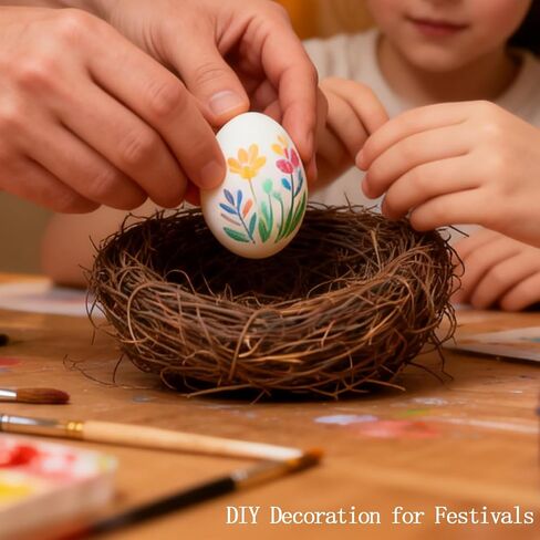 Artificial Bird Nest Ornament: 5.9In Natural Rattan Craft Nest for Easter - Ideal for Holiday Parties Weddings Garden Decor and Table Settings - Aesthetic Festival Atmosphere Creator in Saudi Arabia