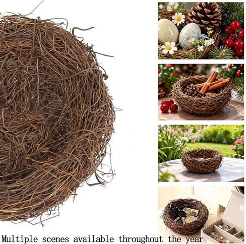 Artificial Bird Nest Ornament: 5.9In Natural Rattan Craft Nest for Easter - Ideal for Holiday Parties Weddings Garden Decor and Table Settings - Aesthetic Festival Atmosphere Creator in Saudi Arabia
