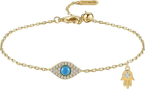 Evil Eye Bracelet for Women,14K Gold Plated Hamsa Charm Bracelet, Adjustable Chain Handmade Turquoise Jewelry for Protect Lucky Jewelry Gifts for Women, Sister, Griend in Saudi Arabia