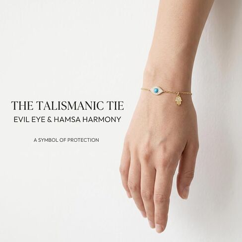 Evil Eye Bracelet for Women,14K Gold Plated Hamsa Charm Bracelet, Adjustable Chain Handmade Turquoise Jewelry for Protect Lucky Jewelry Gifts for Women, Sister, Griend in Saudi Arabia