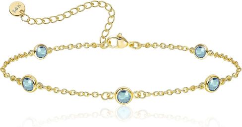 Birthstone Bracelet for Women 14K Gold Plated Dainty Link Bracelet Trendy Non Tarnish Trendy Chain Bracelets Birthday Valentines Gifts Jewelry for Women Mom Daughter Wife Sister Friend in Saudi Arabia