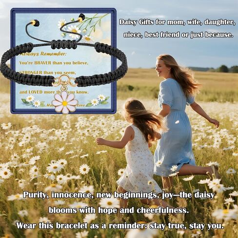 Cute Daisy Bracelet for Women, Daisy Lovers Gift, Exquisite Jewelry Gift for Birthday Christmas Graduation Mother's Day Mom Wife Best Friend Daughter Niece in Kuwait