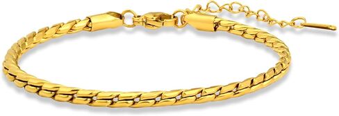 14K Gold Plated Link Bracelet for Women Twist Minimalist Simple Stackable Adjustable Bracelets in Kuwait