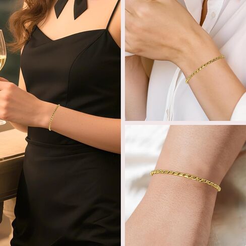 14K Gold Plated Link Bracelet for Women Twist Minimalist Simple Stackable Adjustable Bracelets in Kuwait