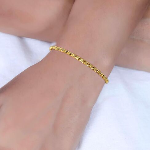 14K Gold Plated Link Bracelet for Women Twist Minimalist Simple Stackable Adjustable Bracelets in Kuwait