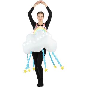 Inflatable Rainbow Cloud Costume Adults Light-Up Colorful Blow Up Women Deluxe Funny Cloud Suit Raining Halloween Party in Saudi Arabia