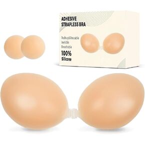 Strapless Sticky Adhesive Bra Invisible Push up Reusable Silicone Nude for Women Backless Dress in Saudi Arabia
