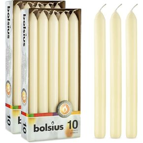 BOLSIUS 10 Count Household Ivory Dinner Candles - 9 Inches - Premium European Quality - Approx. 8 Hours Burn Time - Unscented Dripless and Smokeless, Restaurant, Wedding, Spa, and Party Candlesticks in Saudi Arabia