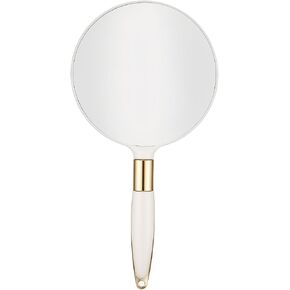 Round Hand Held Mirror with Handle, White Handheld Makeup Mirror | 4.7 Inch Compact Hand Mirror for Women, Travel Size for Bathroom Bedroom Salon in Saudi Arabia