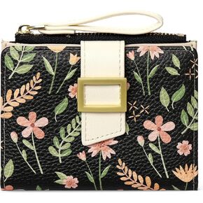 RNIEGA Small Wallets for Women Bifold Vegan Leather Wallet RFID Blocking Floral Pattern Card Holder with Zipper Pocket in Saudi Arabia