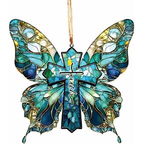 Christian Gifts for Women, Butterfly Suncatcher Ornaments, Religious Gifts for Women, Butterfly Gifts for Friends Mom Girl, Cross Decor, He is Risen Decor, Birthday Gifts for Mom Women in Saudi Arabia