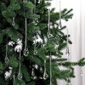 30 Pcs Clear Glass Teardrop Ornaments Christmas in July Crystal Raindrop Hanging Ornaments Crystal Chandelier Drop Pendant Icicles Decorations for Summer Tree Party Supplies (Mini Size) in Saudi Arabia