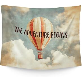 WAITPI Hot Air Balloon Nursery Tapestry Wall Hanging Decoration for Baby Boy Girl Toddler Bedroom, Vintage the Adventure Begins Wall Hanging Decor Tapestry for Kids Nursery Room Playroom, 40x30in in Saudi Arabia