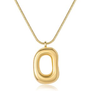 14K Gold Plated Chunky Gold Necklace for Women, Irregular Geometric Pendant Necklace with Smooth Snake Chain Modern Minimalist Jewelry Gift for Her in Saudi Arabia