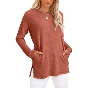 GKBK Womens Tunics or Tops to Wear with Leggings Long Sleeve Shirts Fall Casual Tunic Sweater with Pockets in Saudi Arabia